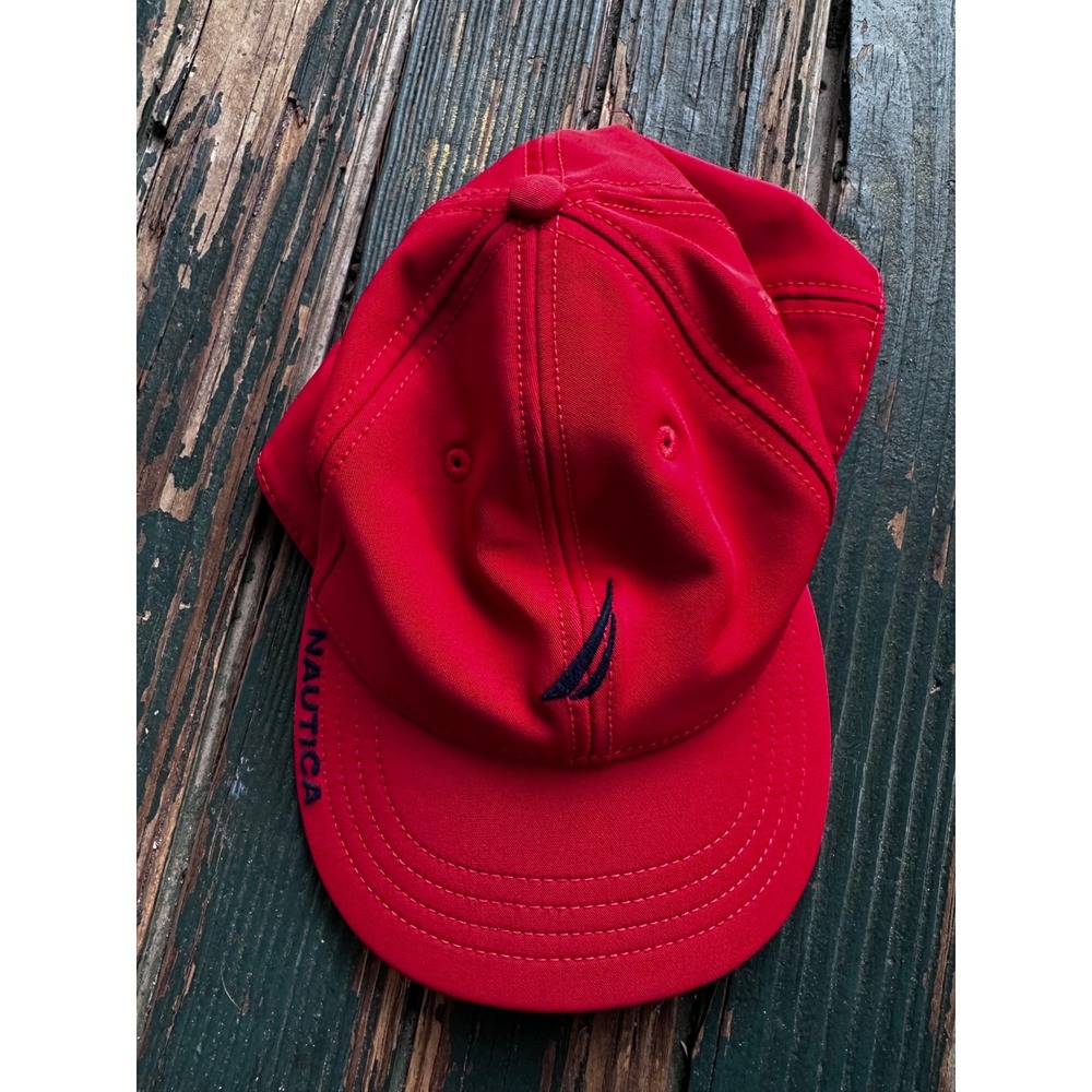 Nautica Mens Red Embroidered J-Class Logo Adjustable Baseball Cap Hat OSZ